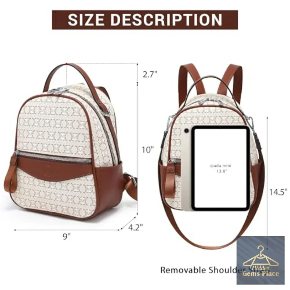 Mini Backpack Purse Vegan Leather Multi Pocket Convertible Shoulder Bag